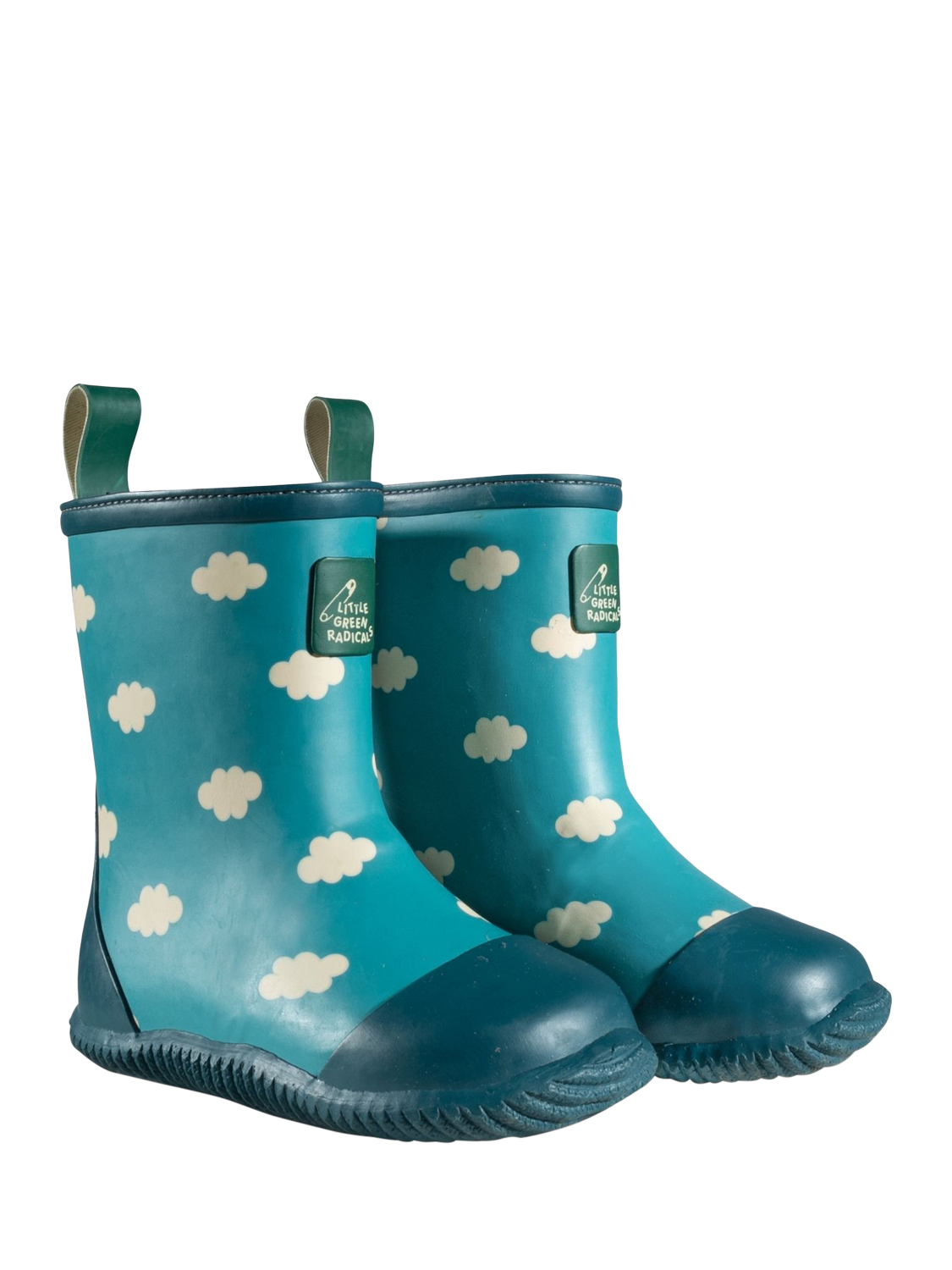Product image 2 of 4, which shows Little Green Radicals Kids' Clouds Classic Wellington Boots, Blue, EU28