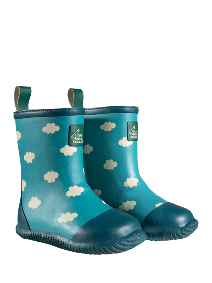 Little Green Radicals Kids' Clouds Classic Wellington Boots, Blue - view 2, Blue Cloud