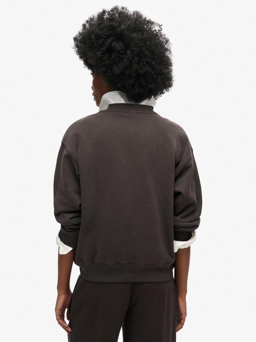 Product image 2 of 6, which shows Superdry Essential Logo Relaxed Fit Sweatshirt, Bison Black, 8