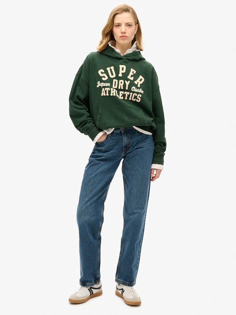 Product image 3 of 7, which shows Superdry Athletic Essentials Applique Oversized Hoodie, Enamel Green, 8