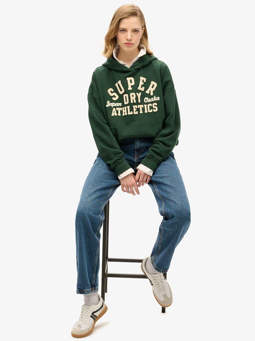 Product image 6 of 7, which shows Superdry Athletic Essentials Applique Oversized Hoodie, Enamel Green, 8