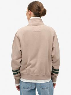 Superdry Athletic Essentials Applique Half Zip Sweatshirt, Cobblestone Grey - view 2, Cobblestone Grey