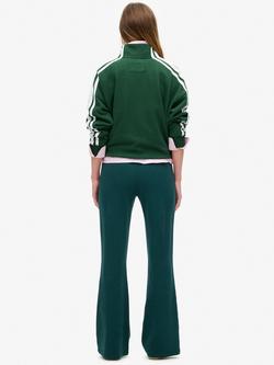 Superdry Athletic Essentials Applique Loose Zip Track Top, Enamel Green/Ivory - view 2, Enamel Green/Ivory