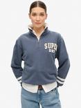 Superdry Athletic Essentials Applique Half Zip Sweatshirt, Mariner Navy/White