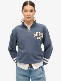 Superdry Athletic Essentials Applique Half Zip Sweatshirt, Mariner Navy/White, Mariner Navy/White
