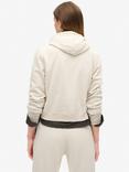 Superdry Athletic Essentials Relaxed Crop Zip Hoodie, Turtledove Cream