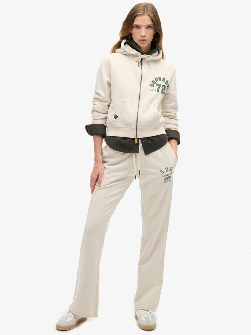 Superdry Athletic Essentials Relaxed Crop Zip Hoodie, Turtledove Cream, 8