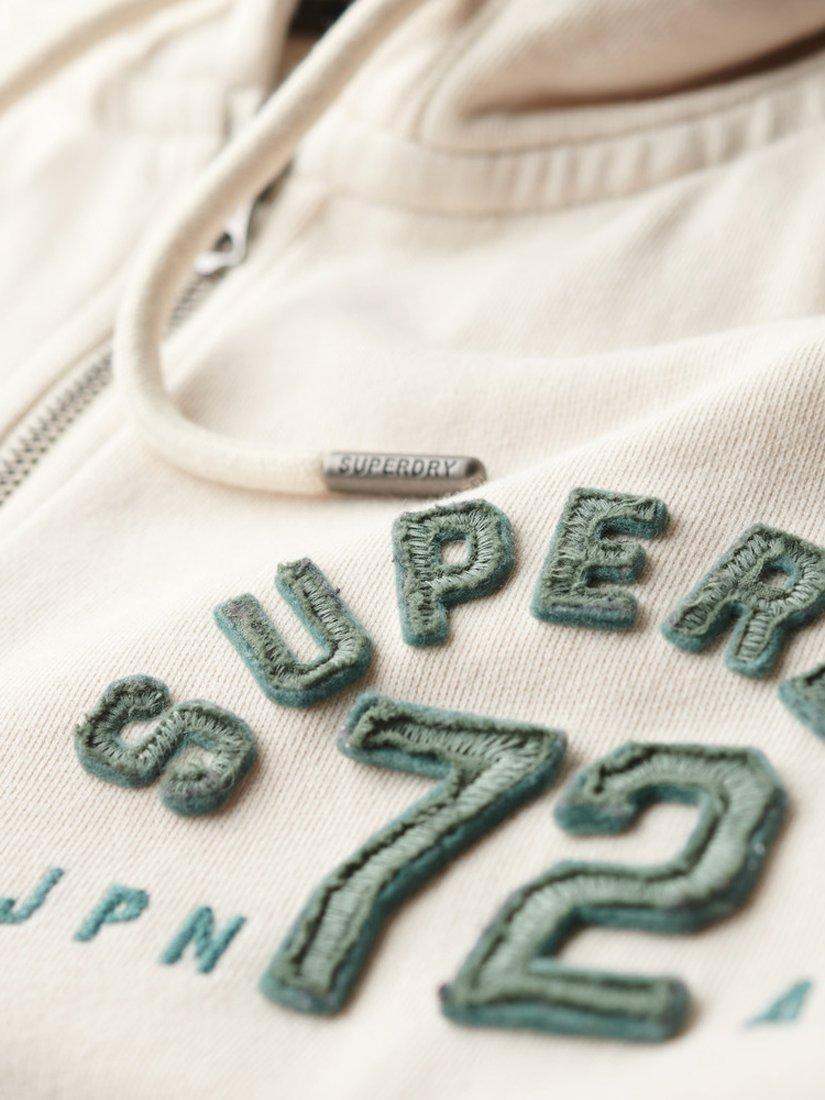 Superdry Athletic Essentials Relaxed Crop Zip Hoodie, Turtledove Cream, 8