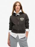 Superdry Athletic Essentials Relaxed Crop Zip Hoodie, Bison Black