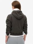 Superdry Athletic Essentials Relaxed Crop Zip Hoodie, Bison Black