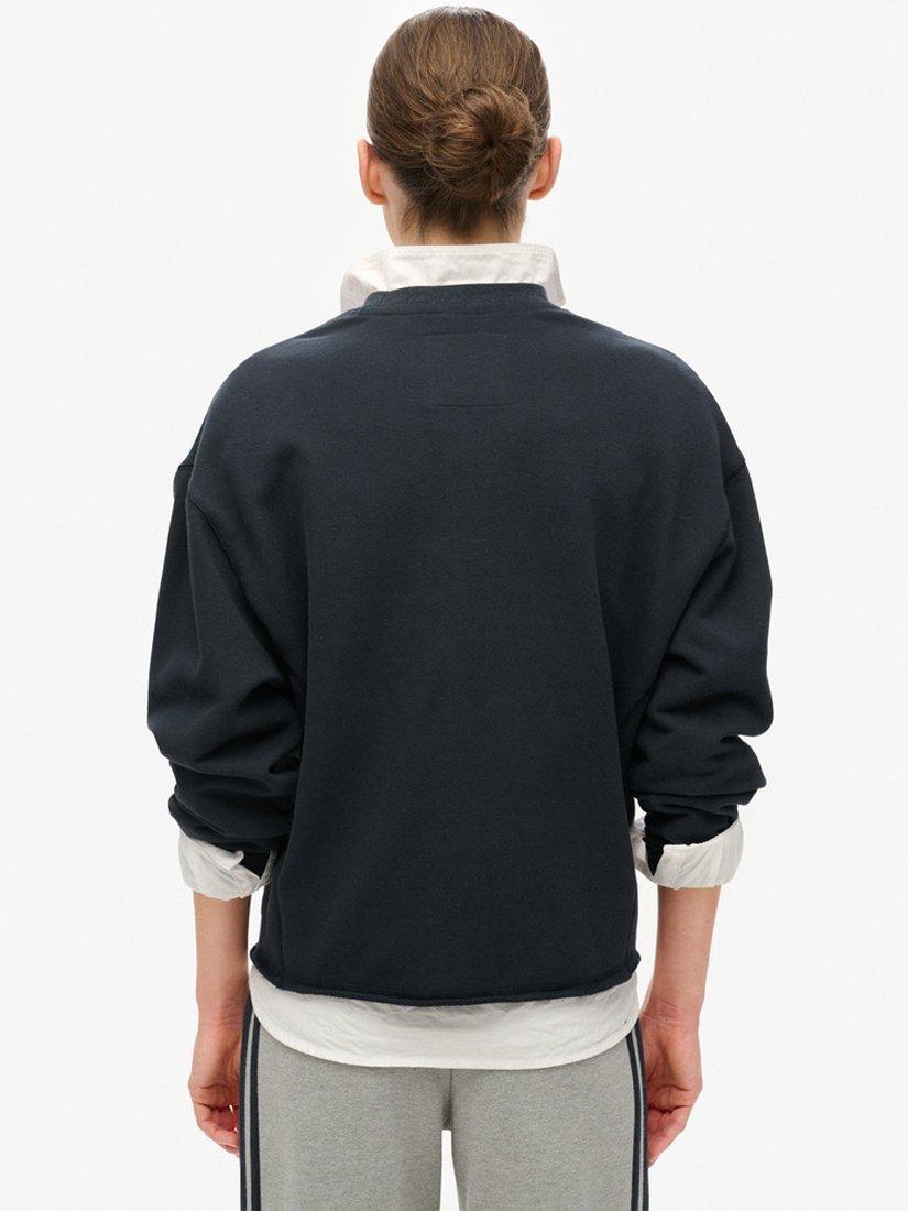 Product image 2 of 5, which shows Superdry Athletic Essentials Loose Crop Crew Sweatshirt, Eclipse Navy, 8