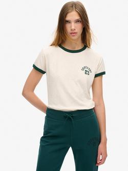 Superdry Athletic Essentials Ringer T-Shirt, Turtledove Cream, Turtledove Cream