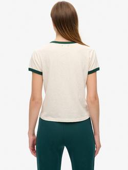 Superdry Athletic Essentials Ringer T-Shirt, Turtledove Cream - view 2, Turtledove Cream
