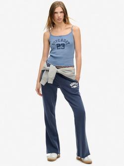 Superdry Athletic Essentials Graphic Pointelle Cami Top, Wedgewood Blue - view 2, Wedgewood Blue