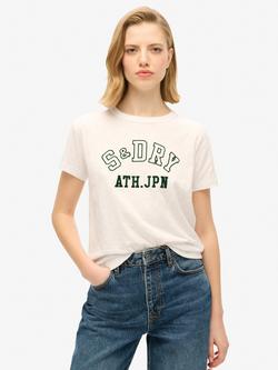 Superdry Athletic Essentials Graphic Fitted T-Shirt, Off White Slub, Off White Slub