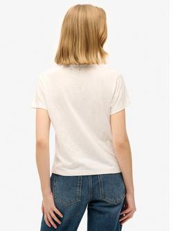 Superdry Athletic Essentials Graphic Fitted T-Shirt, Off White Slub - view 2, Off White Slub