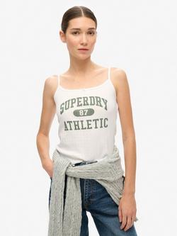 Superdry Athletic Essentials Graphic Pointelle Cami Top, Off White, Off White