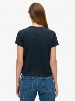 Superdry Athletic Essentials Graphic Fitted T-Shirt, Eclipse Navy Slub - view 2, Eclipse Navy Slub