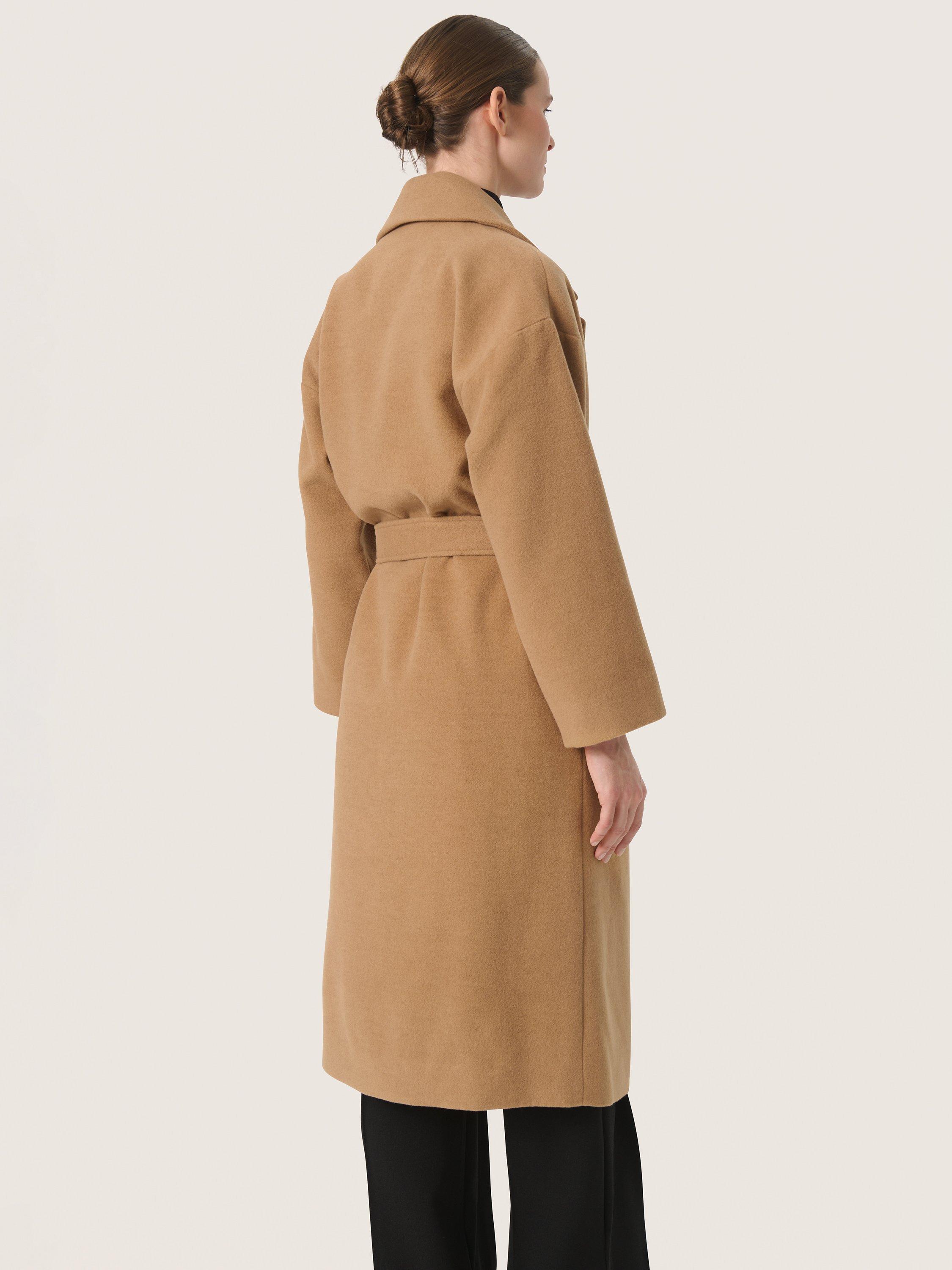 Product image 2 of 6, which shows Soaked In Luxury Rubie Notch Lapel Belted Coat, Burro, S
