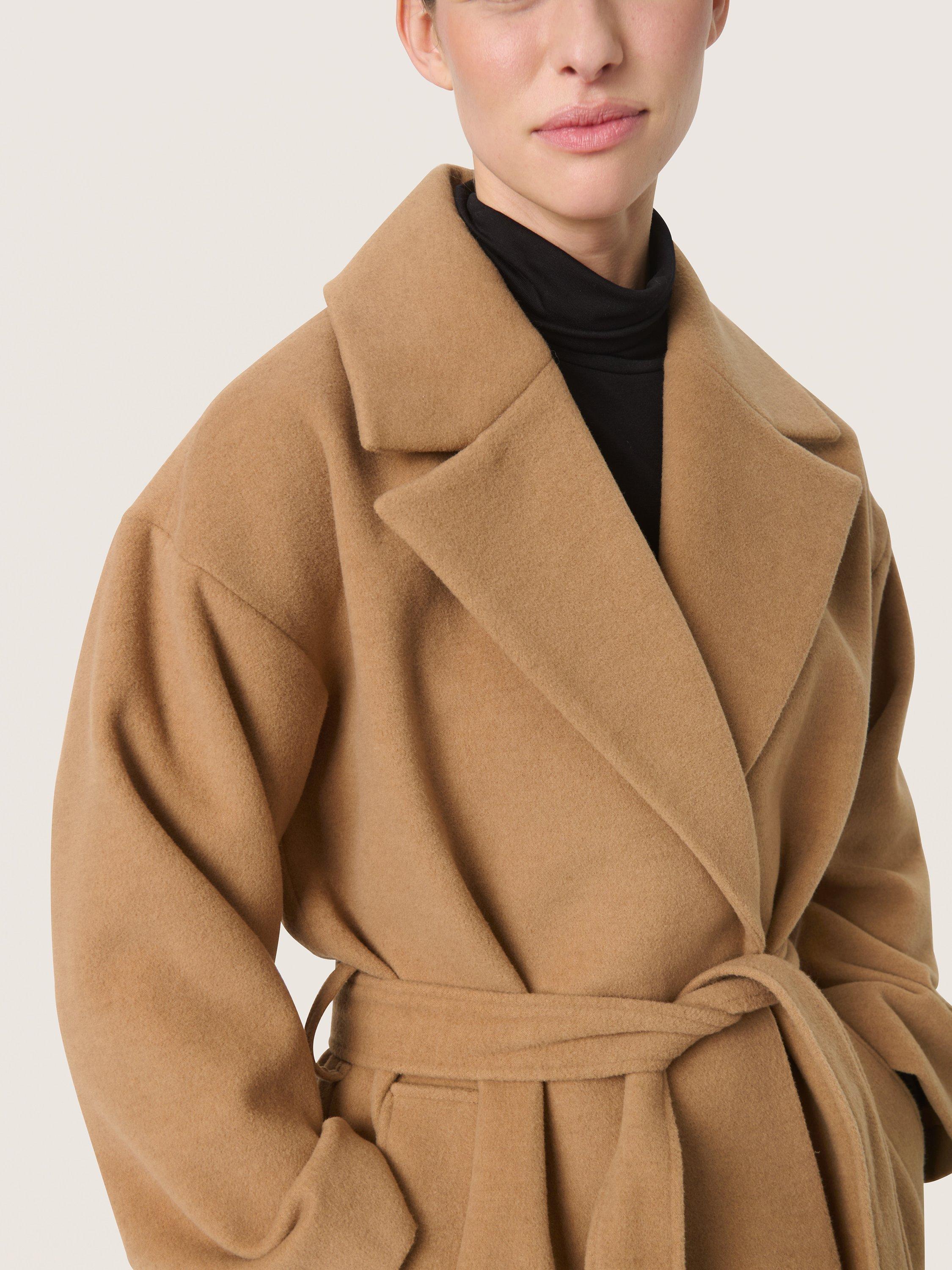 Product image 4 of 6, which shows Soaked In Luxury Rubie Notch Lapel Belted Coat, Burro, S