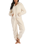 Loungeable Cable Cut Sherpa Onesie, Natural Cream