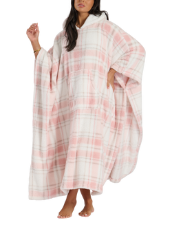 Loungeable Check Poncho, Pink, One Size, Pink