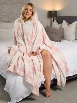 Loungeable Check Poncho, Pink, One Size - view 2, Pink