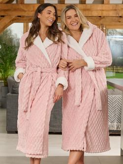 Loungeable Geometric Luxury Fleece Dressing Gown - view 2, Pink