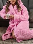 Loungeable Chunky Sherpa Dressing Gown, Bright Pink