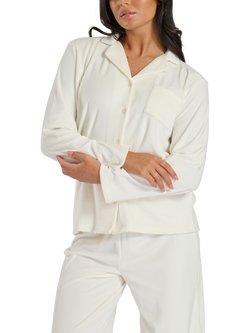 Loungeable Soft Velour Pyjama Set, Natural Cream