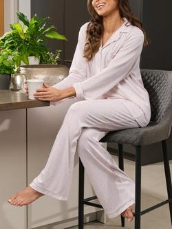 Loungeable Marl Rib Pyjama Set, Natural Oatmeal, Natural Oatmeal