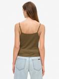 Superdry Athletic Essentials Graphic Button Cami, Beech Dark Green