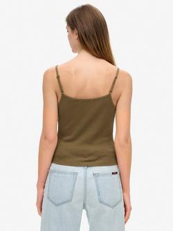 Superdry Athletic Essentials Graphic Button Cami, Beech Dark Green - view 2, Beech Dark Green