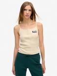 Superdry Athletic Essentials Graphic Button Cami, Turtledove Cream