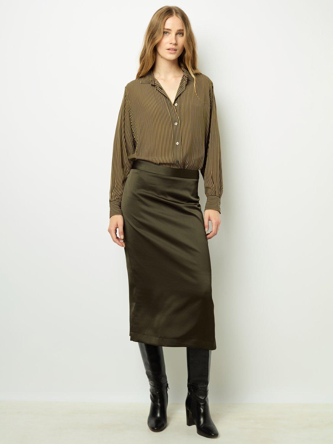 Gerard Darel Coraline Midi Skirt Khaki