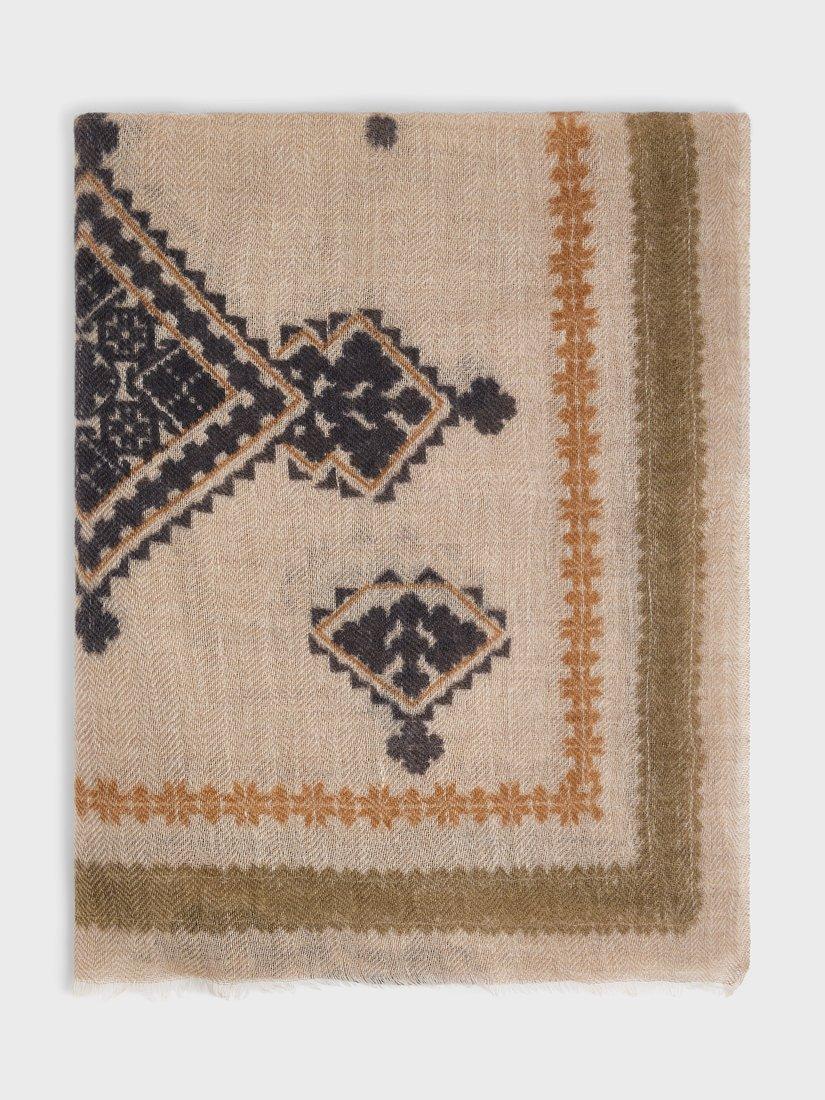 Gerard Darel Dominique Wool Cashmere Scarf, Sand/Multi
