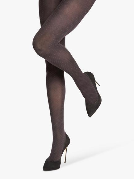 Charnos Opaque Two Tone Spot Tights, Black/Berry