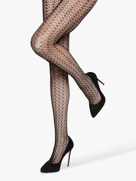 Charnos Geometric Tights, Black, Black