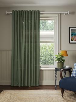 John Lewis Cotton/Linen Hidden Tab Voile Panel - view 2, Myrtle Green