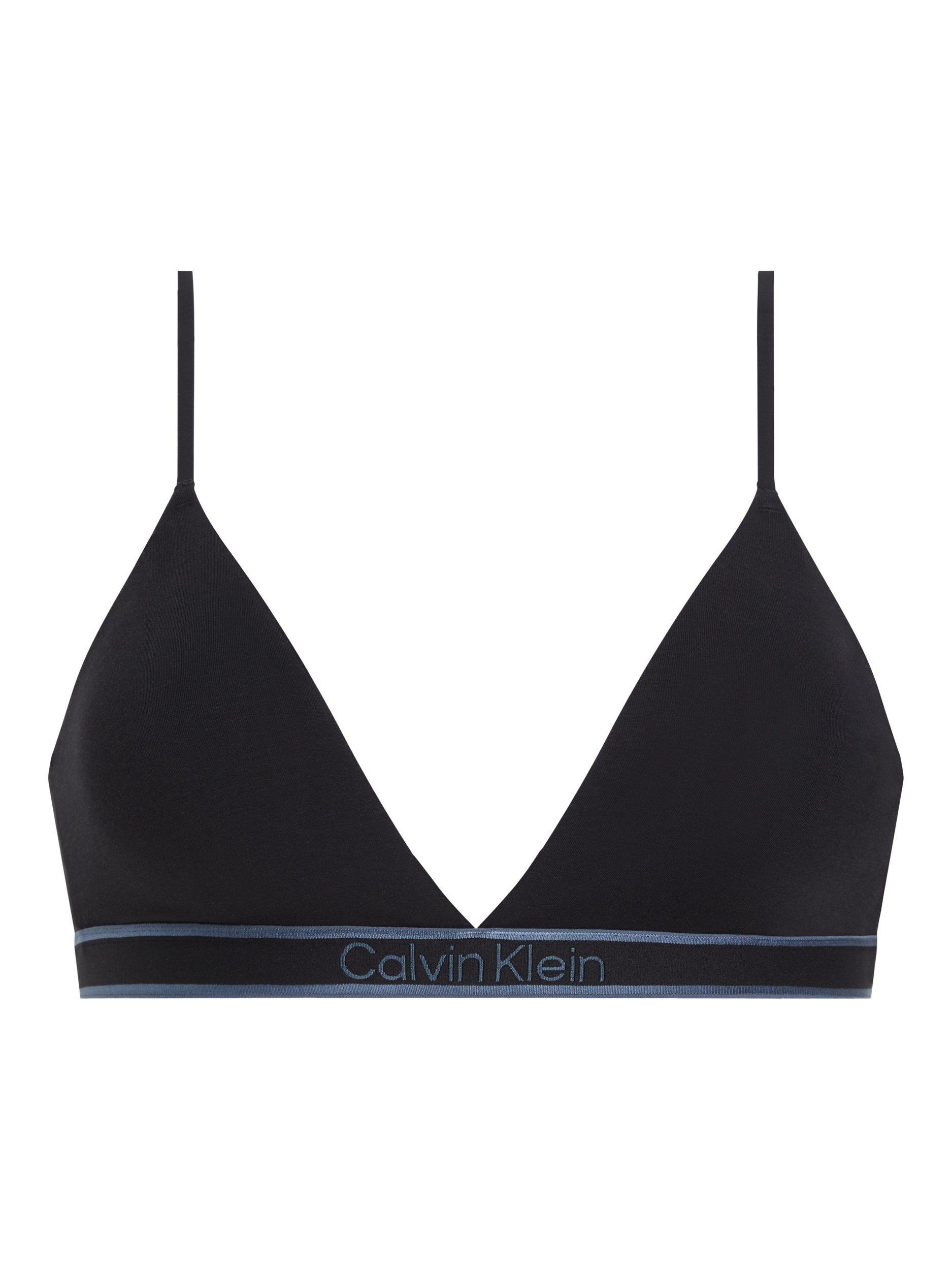 Calvin Klein Organic Cotton Blend Triangle Bra, Black/Ink