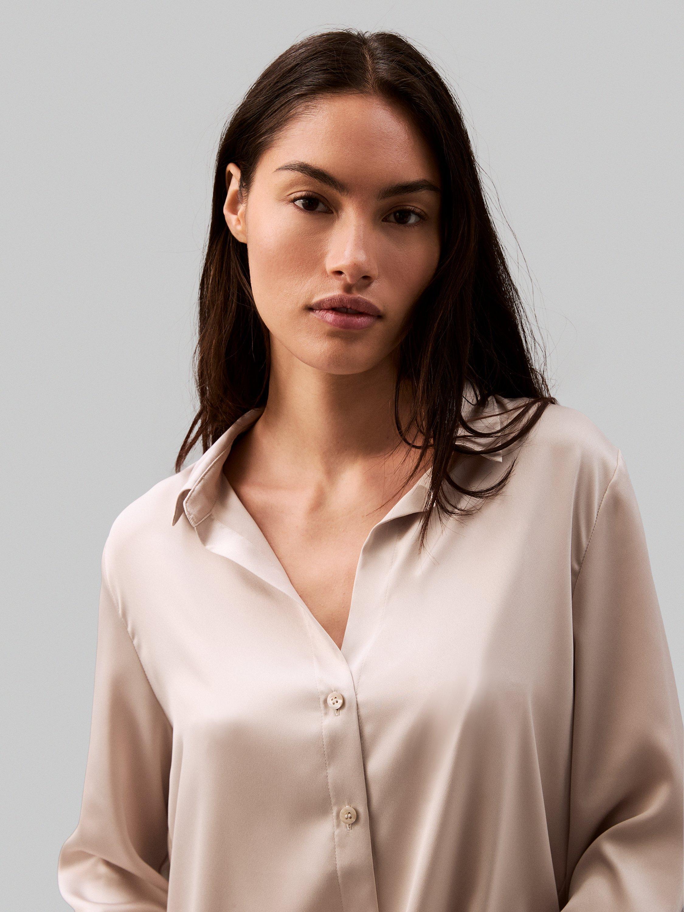 Calvin Klein Satin Long Sleeve Shirt Cocoon