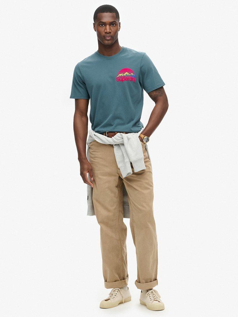 Product image 3 of 6, which shows Superdry Textured Logo T-Shirt, Stargazer Blue, S