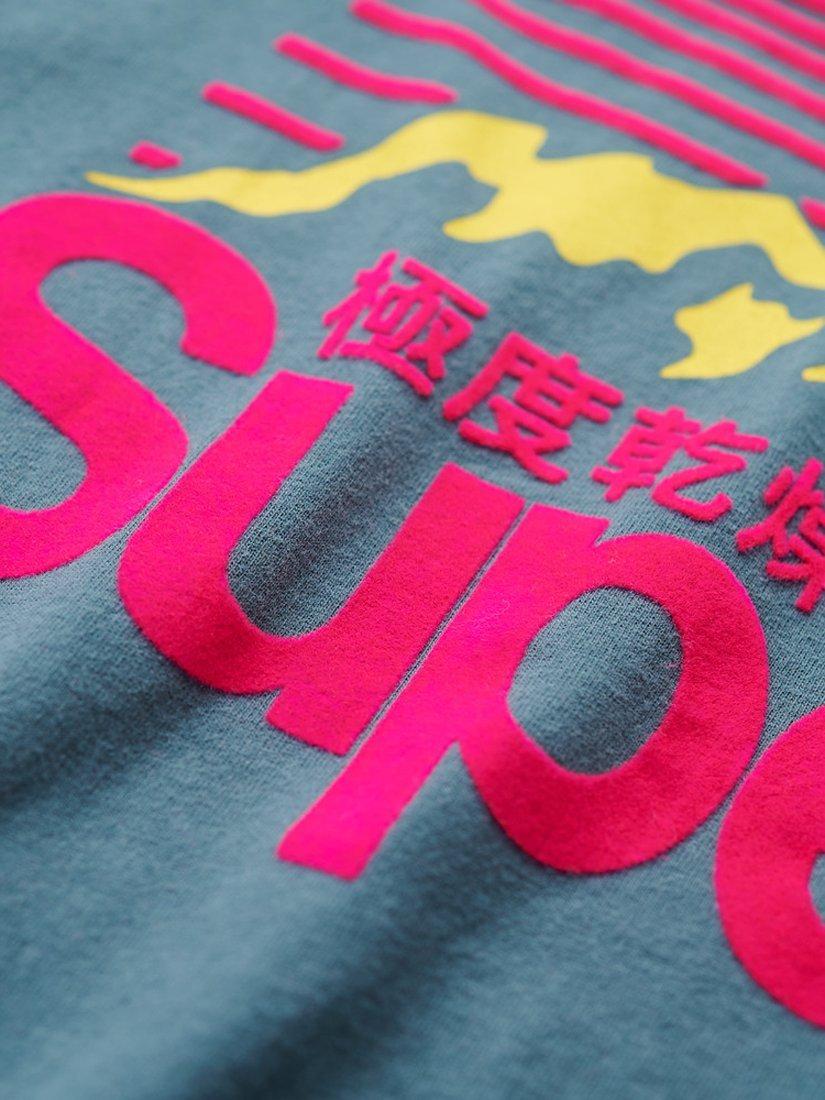 Product image 4 of 6, which shows Superdry Textured Logo T-Shirt, Stargazer Blue, S