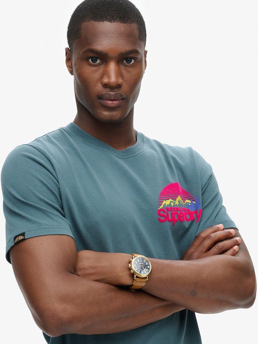 Product image 5 of 6, which shows Superdry Textured Logo T-Shirt, Stargazer Blue, S