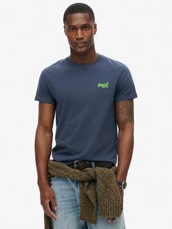 Superdry Essential Logo T-Shirt, Lauren Navy/Lime