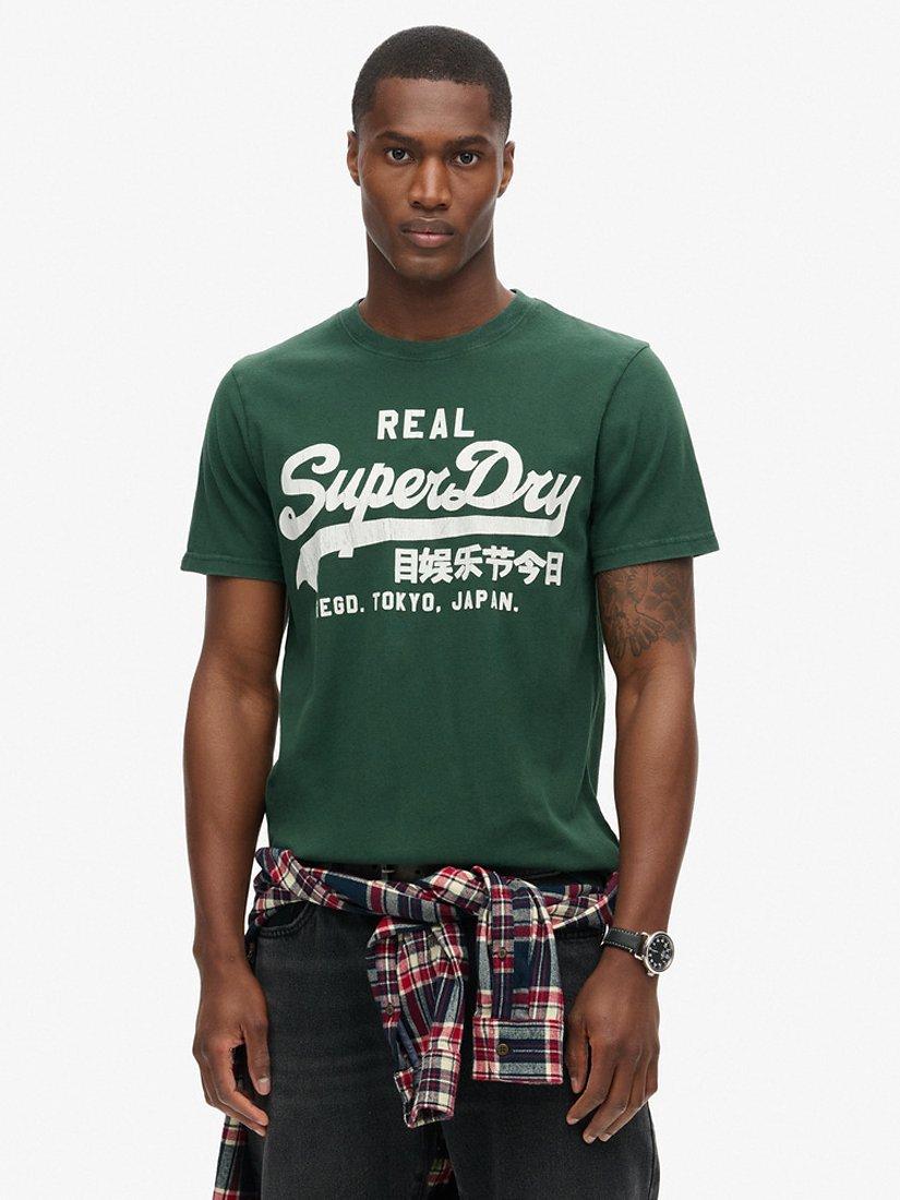 Product image 1 of 5, which shows Superdry Vintage Logo Graphic T-Shirt, Enamel Green, S