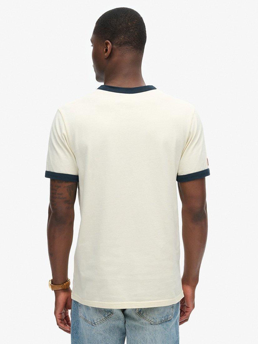 Product image 2 of 6, which shows Superdry Ringer Workwear T-Shirt, Vintage Cream, S