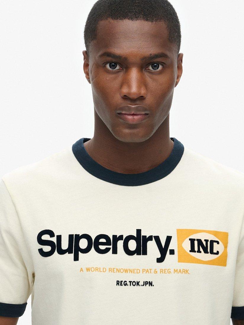 Product image 5 of 6, which shows Superdry Ringer Workwear T-Shirt, Vintage Cream, S