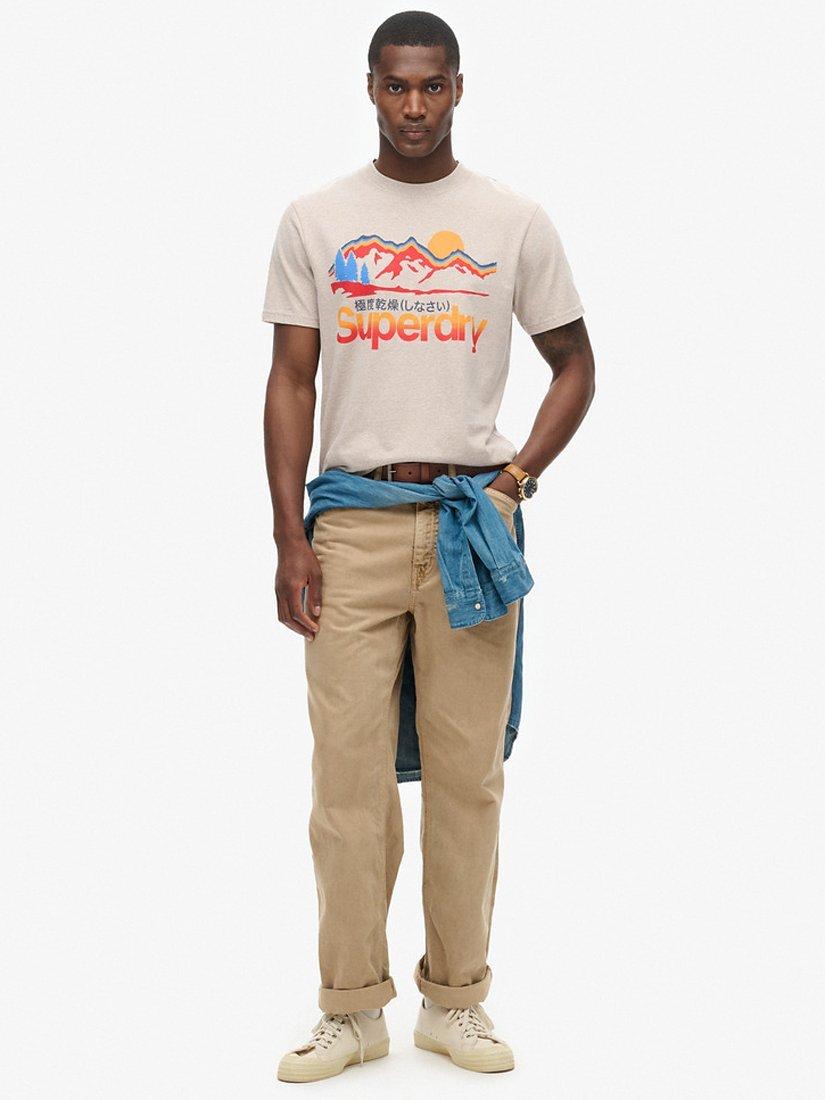 Product image 3 of 6, which shows Superdry Great Outdoors Graphic T-Shirt, Lavin Beige Marl, S