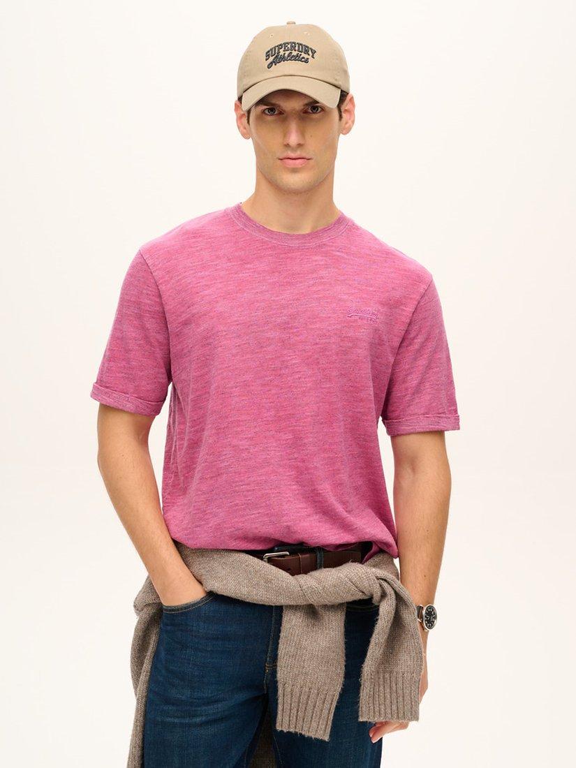 Product image 1 of 6, which shows Superdry Over-Dyed Slub Marl T-Shirt, Shocking Pink, S